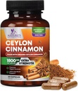 Organic Ceylon Skořice Dodatek 1800mg - Certified Organic Ceylon Skořice Powder Pills - Energy & Heart Support for Women & Men, Lahvička v USA, Antioxidant, Gluten Free, Non- GMO - 60 Kapsle
