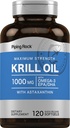 Piping Rock Krill Oil Omega 3 Softgel Kapsle 124; 1000mg Omega 124; 120 Count Omega 124; dodatek EPA DHA s Astaxanthin Omega 124; Maximální síla Omega 124; Non- GMO, gluten zdarma