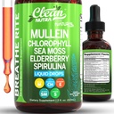 Čisté Nutra Mullein Drops pro plíce organické chlorofyl tekuté Irské moře Moss, Spirulina, Licorice, Tart Cherry Lobelia, Motherwort & Elderberry Mullein Leaf Extract Tincture Men Women Dodatek