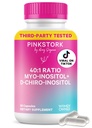 Pink Stork Inositol Dodatek pro ženy - 40: 1 Myo- Inositol & D- Chiro Inositol - Hormon Balance, Fertility & Ovaria Podpora - Regularita a Metabolické Wellness, 30 Služeb