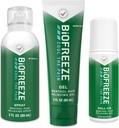 Biofreeze Pain Relief Roll- On 2.5 FL OZ, Gel 3 FL OZ, A sprej 3 FL OZ Variety Pack Topical Pack Reliever for Muscles And Joints From Artritis, Baccache, Strains, Bruises, Sprains (Balík May Vars)