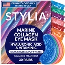 Stylia Collagen & Vitamin C pod očními záplatami pro Puffy Eyes & Dark Circles - Depufing, Hydrating & Firming Under Eye Mask with Hyaluronic Acid - Vegan, Cruelty-Free Skincare (30 párů)