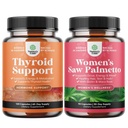 Bundle bylinné nadledvinky a štítné žlázy podpora komplex - Mood Enhancer doplněk energie pro štítné žlázy zdraví a extra sílu pilu Palmetto pro ženy pro silnější silnější zdravější vzhled vlasy
