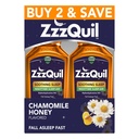 ZzzQuil Liquid Sleep Aid, Soothing Sleep, Difenhydramine 50mg HCl, Heřmánek Med ochucený, Nighttime Sleep Aid Liquid, Sleep Aids for Dospělí, 2 Pack, 24 FL OZ