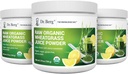 Dr.Berg 's Raw Wheatgrass Juice Powder (60 Servings) - USDA Certified Organic Wheatgrass Powder w / Chlorofyl, Trace Minerals & Natural Enzymes - Ultra- Concentrated - Lemon Flavor w / Stevia 3 Pack