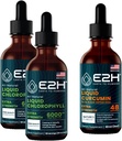 E2H: Chlorofylové kapalné kapky (2 Pack - 4 Fl Oz) a tekutý kurkumin (Single Bottle - 2 Fl Oz) Př