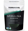 Terrasoul Superfoods Organic Spirulina Powder, 6 Oz, Vegan Protein, Green Superfoods Boost for Smoothies, Detoxification Elixirs, a imunitní podpora