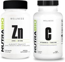 NutraBio zink chelát a vitamin C s Rose HIPS doplněk Bundle - vitamín dodatek Bundle může pomoci s antioxidant a imunitní podpora, a celkové zdraví a wellness
