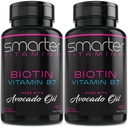 (2 Pack) Smarter Biotin 5000mcg v Avocado Oil, Vitamin B7, Non- GMO, 90 Mini Tekuté Softgels, No Soy