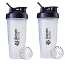 BlenderBottle Classic Shaker Bottle Perfect for Protein Shakes and Pre Workout, 28oz, Clear / Black (Balení po 2)