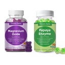 Tinies bers Papaya Enzyme Gummies and Magnesium oxide Gummies, Digestivní zdraví pro dospělé a děti, Vegan, cukr zdarma, non-GMO, Pectin