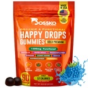 Happy Drops - Denní Superfood Gummies for Mood Support, Focus and Energy - Sugar- Free, Vegan, Blueberry Flavor - 90 Gummies for Dospělí - Denní podpora Mood, Focus and Natural Energy