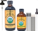 PRIME NATURAL Organic Black Seed Oil & Organic Castor Oil - 2 Oil Bundle - USDA Certified - Cold Pressed, Virgin, Nerafinovaný, Vegan, Non- GMO, No Preservatives