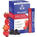 Blueshift Energy + Focus - Less- Sweet Super Clean Plant- Based Energy Drink pro dospělé, s Guarana, Green Tea, Rhoddiola, Kofein, B Vitamíny pro Clarity & Focus, No Cukr - Práškové tyčinky (10 Pack)