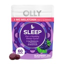 OLLY Sleep Gummy, 3 mg melatoninu, L- theanin, heřmánek a extrakt z citronového balzámu, Blackberry Flavor, 30 denní zásoba - 60 Počet