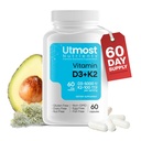 Vitamin D3 s K2-5000iu Vitamin D a 100 mcg Vitamin K dodatek v jedné kapsli pro maximální biologickou dostupnost - Zvyšuje absorpci vápníku pro kardiovaskulární, imunitní a kostní zdraví (60 kapslí)