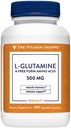 Vitamin Shoppe L- glutamin 500MG, volné formě aminokyseliny, podporuje svalovou obnovu a imunitní zdraví (300 kapslí)