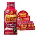 Vitamin Energy Imunní + Extra Síla Energy Shot Ovocný punč 12 Pack, 260mg přírodní kofein, B-Vitamíny, Citicolin, Green Tea, Imunity & Focus Support, Nulový cukr, Gluten- Free 1.93 fl oz
