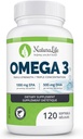 Triple Strength Omega 3 Fish Oil Kapsle 124; High EPA & DHA Oil 124; 1000mg Omega 124; 100% přírodní esenciální mastné kyseliny