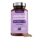 Vitamin Bounty Elderberry Organic Elderberry Kapsle pro dospělé - Vitamin C a zink dodatek, & Echinacea, Podpora imunitního systému, Advanced 5-in-1 Blend, Non- GMO - 60 Kapsle