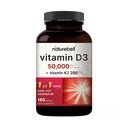 NatureBell Vitamin D3 50 000 IU + K2 200 mcg, 180 Softgels CLAS124; Jednotýdenní vzorec s Coconut Oil CLAS124; Max Strength Bone, Heart & Immunication Support CLAS124; MK-7 Form CLAS124; Non- GMO