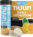 Nuun Energy Electrolyte Tablets with Ginseng, Caffein from Green Tea Extract, Vitamin B12, B6, B5, Magnesium & 4 Other Electrolytes, Gluten Free & Vegan, Tropical Punch, 8 Pack (80 Služeb celkem)