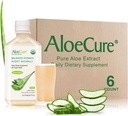 AloeCure USDA Organic Aloe Vera Juice Made within 12 Hrs of Harvest - Čistá Aloe Juice Natural Digestion Dodatek na podporu stravovací, imunitní systém a vyvážená kyselost žaludku, 6 x 500ml lahve