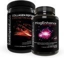 Inteligentní Labs 2- in-1 Bundle of MagEnhance Supplement (High Absorption Chelated Magnesium Complex) a Collagen Peptides Powder (Neochucený organický hydrolyzovaný typ 1 & 3 Collagen Protein Powder)