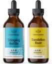 HERBAMAMA Herbal Liquid Drops Kit - Bundle of Stinging Nettle & Dandelion Root Tincture 4 fl oz - Vegan, Non- GMO, Sugar & Alcohol- Free - 2 Pack