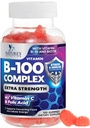 B Komplexní doplněk gumové s vitaminem C & kyselina listová, Extra síla Super Vitamin B Gummy s Niacin, B6, kyselina listová, B12, Biotin, Příroda energie Imunitní doplňky - 120 Gummies