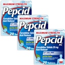 Pepcid AC Maximální síla Heartburn Relief Tablety, Prevents & Relieves Heartburn & acid Reflux Vzhledem k kyselé indigestion, 20 mg Famotidin, ICY Cool Mint Flavor, Multipack, 3 x 20 ct
