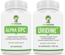 VitaMonk Alpha GPC a Uridine Stack - pan Happy Stack - Uridine Monofosfát bez umělých plnidel - Biologicky dostupné Cholinové doplňky Podpora poznávání, Focus, Duševní jasnost