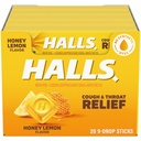 HALLS Kašel a útlum hrdla Med Lemon Kašel Kašel, 20 Sticks of 9 (180 Celkem Kapky)