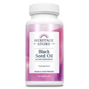 HERITAGE STORE Black Seed Oil Liquid Capsules 650mg, Nigella Sativa Oil Supplement with Thymoquinone, Omega 3 6 9, Antioxidant, Cholesterol, Digestive, Joint & Immunical Support *, Vegan, 45 Serv, 90ct