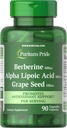 Puritan 's Pride Berberine, Alpha Lipoic acid & Grape Seed, Promotes Antioxidant Support, 90 Zeleninové kapsle