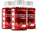 Vitamatické vitamíny B Komplexní gumy s vitaminem C & Inositol - Přírodní jahodové aroma - 60 gumové (3 lahve)