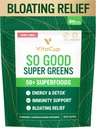 VitaCup So Good Super Green Powder w / 50 + Premium Superfoods, Zvýšení energie, Detox, Imunita w / Probiotika, Prebiotika, Vlákna, Antioxidanty, Adaptogeny, Spirulina, Berry Lemon, 30 Služeb
