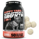 Bully Max 2-in-1 Puppy Vitamíny - 30 Žvýkací tablety pro vývoj a růst štěňat - Psí léčby, vitamíny a doplňky pro malé psy & Velká plemena Rostlá mláďata - lze použít jako potravinový topper