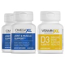 OmegaXL Joint Support Supplementary - Natural Muscle / Imunitation Support, 60 Softgels (2 balení) & VitaminXL D3 High Potency Daily Vitamin D 5000 IU 125mcg Supplementary (30 Softgels)