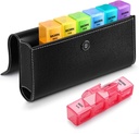 Sukuos Weekly Pill Organizátor 4 krát denně s PU kůže pouzdro, Velká 7 den Pill Box (Ranní Noon Eve Bed), Denní Pill Pouzdro pro vitamín / rybí olej / doplňky
