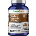 NusaPure Tribulus Terrestris 50: 1 Extract, 1000 mg Ekvivalentní k 50,000mg CLAS124; 120 Veggie Caps CLAS124; 95% steroidní saponiny CLAS124; Non- GMO, bioperine