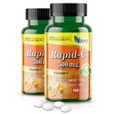 America Medic & Science Rapid-C 500mg vitamin C dodatek (2 balení 100 tablet) Energy Booster, Denní imunitní systém Podpora, Antioxidant current124; Vegan, Non- GMO potažený askorbická kyselina pro dospělé muže a ženy