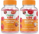Lifeable Probiotika 5 miliard dětí + Biotin děti, Gummies Bundle - Great Ochutnávání, Vitamin dodatek, gluten zdarma, GMO zdarma, Žvýkací Gummy