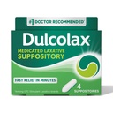 Dulcolax Stimulant Laxative Medicated Suppositors, Predictable & Effective Constolly Relief, Bisacodyl 10 mg, 4 Počet