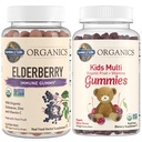 Zahrada života Organika Děti Imunitní Bundle - Elderberry Imunitate Support Gummies (120 Počet) + Certified Organic Kids Multivitamin Gummies, Non- GMO, Gluten Free, Cherry (120 Počet)