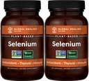 Globální léčebné centrum Selen 200mcg 2-Pack, čistý doplněk selenu s organickými složkami, antioxidanty pro štítné žlázy a imunitní zdraví pro muže a ženy - více než Selen 100 mcg (60 Kapsle)