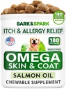 Omega 3 pro psy a kočky - 180 Fish Oil Paces pro psy, kožní alergie, Itch Relief, Hot Spots Treatment - Joint Health - Skin and Coat Supplement - EPA & DHA Fatty Acids - Lososový olej - Slanina