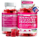 Quercetin Gummies - 2500MG Quercetin s Bromelain L-theanin & Zinek - Čistý dodatek pro imunitní systém Lung a alergie podpora - Imunity Booster Vegan doplňky pro děti a dospělé - Vyrobeno v USA