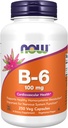 Nyní Potraviny doplňky, Vitamin B- 6 (Pyridoxin HCl) 100 mg, Kardiovaskulární zdraví, 250 Veg Kapsle