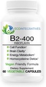 B2-400 Čisté Riboflavin - Nervový systém Zdraví, Homocystein Detox, Kardiovaskulární, Pomáhá zvýšit energii, Duševní jasnost, Metabolismus a buněčné funkce (60, Neochucené)
